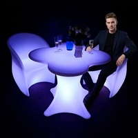 Table LED en forme de fleur de prunier 95x65x71cm, rechargeable, 16 couleurs, lumineuse, pour mobilier d'extérieur, salon ou club