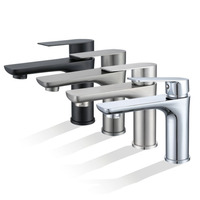 Robinet mélangeur de lavabo de salle de bain moderne de luxe avec long bec, à poser sur comptoir, en acier inoxydable 304, diverses couleurs, avec cartouche en céramique