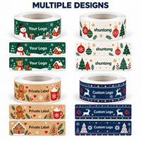 Étiquettes adhésives personnalisées imprimées pour cadeaux et artisanat, impression couleur, découpe, finition mate, rouleau d'étiquettes d'emballage de Noël