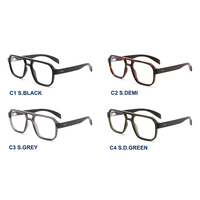 Lunettes optiques unisexes en acétate à double pont avec logo personnalisé, verres transparents et détails de rivets métalliques