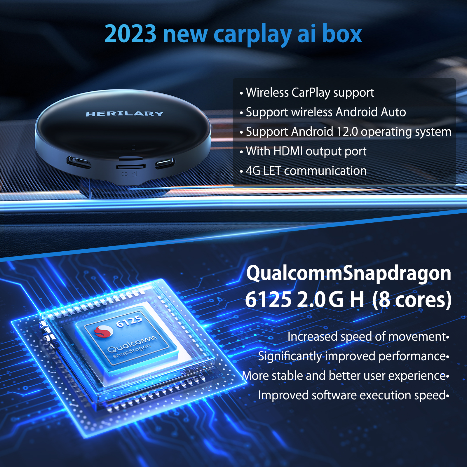 Herilary C8 Wireless CarPlay Adapter - Android 12 for Original