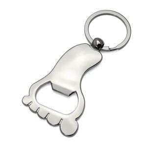 Novelty Metal Foot Shaped Beer Bottle Opener Keychain Blank Beverage Opener Key Ring for Men <b>Custom</b> Bottle Opener Foot Key Chain - Product Image 3