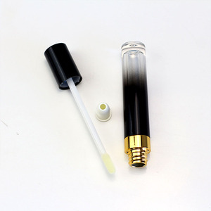 Tubes de gloss à lèvres et anticernes en plastique de luxe de 5 ml, couleur dégradée, avec bouchon à vis, anneau doré et pinceau - Product Image 2