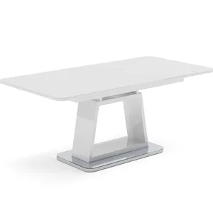 Moda Aile Ucuz Uzatılabilir yemek odası mobilyası/Yeni Model Serin Çağdaş Lüks MDF Ahşap Temperli Cam yemek masası