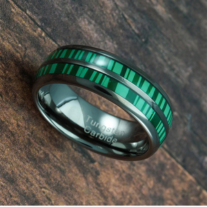 Thiết Kế Mới Khắc Gunmetal <span class=keywords><strong>Tungsten</strong></span> Nhẫn Cho Nam Giới Malachite <span class=keywords><strong>Inlay</strong></span> Lời Hứa Đám Cưới Cho Vài Chiếc Nhẫn Đảng Quà Tặng Đồ Trang Sức - Product Image 3