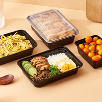 Nouveau carré micro-ondes alimentaire paquet boîte en plastique Transparent jetable alimentaire sûr PP plats à emporter conteneurs