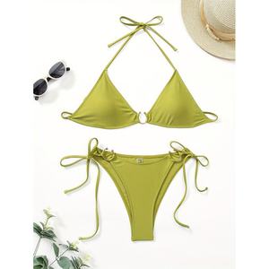 Nouvelle collection de maillots de bain tendance pour femmes, bikini sexy deux pièces en spandex/polyester, séchage rapide, push-up, maillot de bain à bretelles en V - Product Image 1