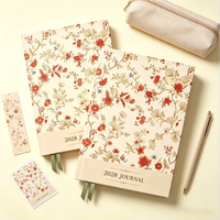 Agenda personnalisé A5 à couverture rigide florale 2028, couverture décorative imprimée de fleurs, carnet quotidien, cadeau
