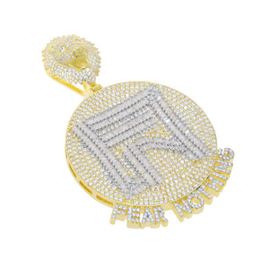 Nuova <span class=keywords><strong>Collana</strong></span> Hip-Hop da Uomo in Rame con Pendente a Testa di <span class=keywords><strong>Leone</strong></span> 'Fear Nothing' e Catena in Bambù Intarsiata di Zirconi - Product Image 5