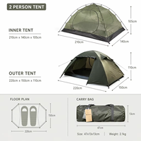 Tente de camping Oxford légère pour la randonnée en plein air, quatre saisons, avec sac de transport, installation rapide, logo personnalisé, adaptée à la randonnée