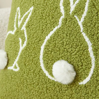 Housse de coussin moderne en velours brodé avec trois lapins, décoration en fausse fourrure, pour la maison, l'hôtel, l'hôpital, amovible et lavable – Grande Vente