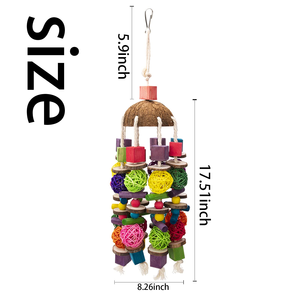 Accesorios para Mascotas, Juguetes de Madera Multicolores para Pájaros, Cuerda de Coco para Masticar, Juguete Colgante para Jaula, para Loros Grises Africanos - Product Image 2