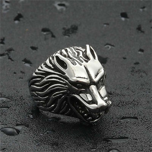 Men's <b>Silver</b> Animal Wolf <b>Ring</b> Stainless Steel Retro Punk Style Jewelry Gift 260136 - Product Image 4