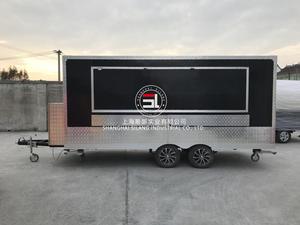 Remolque multifuncional negro para comida de acampada, camión grande con parrilla para refrigerador, carrito de comida personalizado - Product Image 4