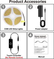 Bandes lumineuses LED COB en cuivre Pandery 3M/9,84 pieds, à intensité variable par contact, CRI90+, blanc chaud 2700K, 960 LED, 24V, IP20, garantie 5 ans, ROHS