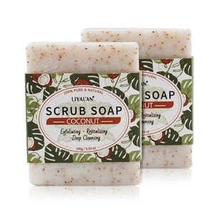 100% Pure & Natural Handmade Exfoliating Deep Cleaning Face Body Bath Coconut Scrub Soap Bar Moisturizing Soap Bar