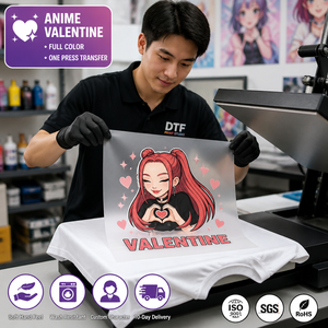 Autocollant Blanc Personnalisé <span class=keywords><strong>Anime</strong></span> <span class=keywords><strong>Manga</strong></span> Saint-Valentin DTF Panneau d'Encre A4 A3 pour Conception de T-shirt Entier MOQ 1000 pièces - Product Image 2