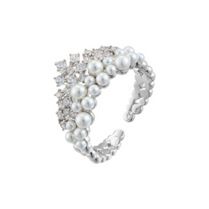 Pearl And Zircon Crown Open <b>Ring</b> Micro Pave Adjustable Index <b>Finger</b> <b>Ring</b> For Women Party Jewelry - Product Image 5