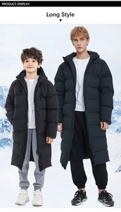 Veste longue à capuche en coton pour le sport, chaude, pour adultes et enfants, style club, longueur au-dessus du genou - Product Image 5