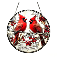 Attrape-soleil en verre teinté rouge cardinal personnalisé Hyturtle, design traditionnel, cadeau d'anniversaire pour femme, décoration suspendue pour fenêtre