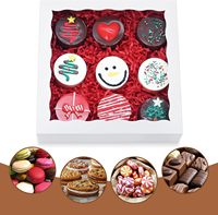 Blanc 8x8x2 Pouces Boulangerie Papier Boîtes Fenêtre Cookie Macaron Chocolat Recouvert Fraises Cakesickle Boîtes