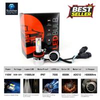 Phares LED de voiture SunRise P2 H11 12V 110W 11000LM 6500K IP67 Étanche Système de refroidissement Canbus Plug and Play Adaptation universelle