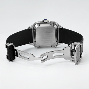 Reloj Mecánico Cuadrado de Moissanita para Mujer, con Diamantes VVS, Resistente al Agua 5ATM, Correa de Cuero Genuino, Reloj de Vestir de Lujo - Product Image 5
