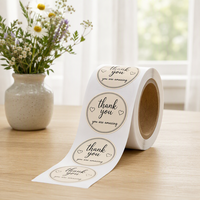 Autocollants ronds personnalisés de remerciement, autocollants en papier vinyle imperméables, autocollants adhésifs pour l'impression d'étiquettes cadeaux, autocollants en rouleau avec logo