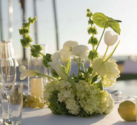Romantische Künstliche Seiden-Hochzeitstisch-Dekoration, Kugelförmiges Rosa Rosen- und Grünes Hortensien-Arrangement für Heiratsanträge