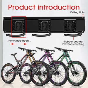 JH-Mech-Support mural peu encombrant pour vélo, pouvant contenir jusqu'à 300lb, 6 crochets verticaux pour vélo, solution de rangement murale pour porte-vélo - Product Image 3
