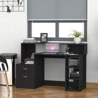 Table d'ordinateur de bureau moderne pour écriture, 1 pièce, bureau, maison, bureau d'écriture, étagère pour imprimante, avec tiroirs de rangement et étagères