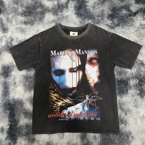 Camiseta Unisex Vintage de Manga Corta, 260g, Impresión Directa con Tinta Blanca, Estilo Retro Desgastado, Estilo Americano Manson - Product Image 4