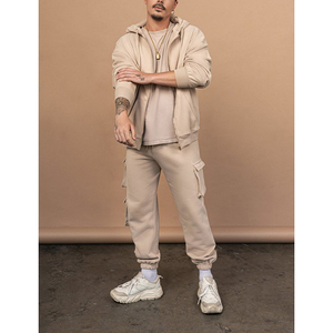 Ensemble de survêtement unisexe personnalisé avec logo, haute qualité, deux pièces, sweat à capuche zippé et pantalon de survêtement pour femmes et hommes - Product Image 4