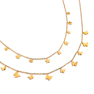 Collier pendentif papillon étoile doré superposé pour femme, bijoux cadeau, colliers tendance - Product Image 5