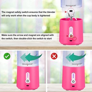 Factory Wholesale Portable <b>Juicer</b> 450ML BPA Free USB Rechargeable Battery Powered <b>Mini</b> Fruit Blender for Travel Camping OEM - Product Image 3