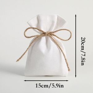 Pochette en coton avec cordon de serrage 15x20cm, sac de rangement en toile, emballage cadeau pour bijoux, boucles d'oreilles, colliers, câbles de charge, organisateur - Product Image 2