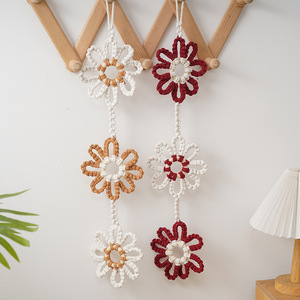 Nuovo Arazzo Nordico Intrecciato a Mano con Blocchi di Colore in Corda di Cotone e Nappe a Girasole per Decorazione Finestra Camera Bambini - Product Image 2