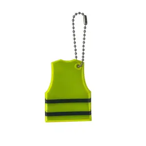 Night Road Safety Yellow Bag Tags Vest Shirt Shape Charms Reflector Soft PVC Reflective Hanger Traffic Safety Vest Keychain