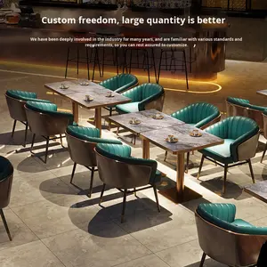 <span class=keywords><strong>Table</strong></span> à manger rectangulaire de qualité commerciale, ensemble de <span class=keywords><strong>table</strong></span> moderne carrée à bord doré, <span class=keywords><strong>table</strong></span> en dalle de roche pour pub, buffet, restaurant, barbecue, boutique - Product Image 1