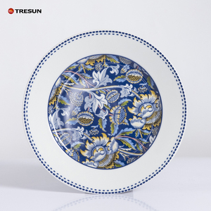 Plato de cerámica ecológico para servir en la cocina, plato de porcelana, diseño de calcomanía Floral de lujo, comida de catering nórdica azul para uso doméstico - Product Image 2