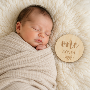 Disques personnalisés en bois pour étapes importantes de bébé, ensemble d'accessoires photo mensuels avec panneau de premières fêtes et statistiques de naissance, pour cadeau, vente en gros - Product Image 3