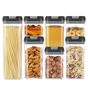Plastic Stapelbare Voedselcontainers Koelkast Plastic Organizer Voedsel Opbergdozen Bakken Deksel