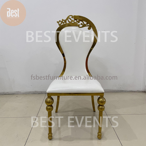 Chaise de banquet moderne en acier inoxydable, chaise de mariage dorée avec coussins, marque BESTEVENTS - Product Image 2