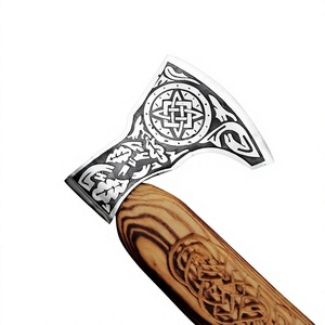 Hache à bois d'extérieur avec tête en acier au carbone et manche en bois massif pour le camping, le jardin et la coupe du bois - Prix de gros - Product Image 4