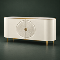 WYRAX Hotel Esszimmer-Sideboard Anrichte mit Skulpturaler Front Abgerundeten Ecken Geschlossenem Stauraum und Schmalen Goldenen Beinen
