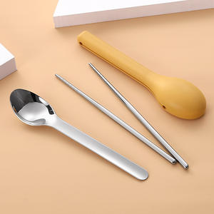 Juego de <span class=keywords><strong>Cubiertos</strong></span> de Bambú Reutilizables Ecológicos <span class=keywords><strong>para</strong></span> Camping, Cuchillo, Cuchara, Tenedor y Palillos de Acero Inoxidable 18/10 con <span class=keywords><strong>Estuche</strong></span> de Plástico de Silicona, Portátil - Product Image 4