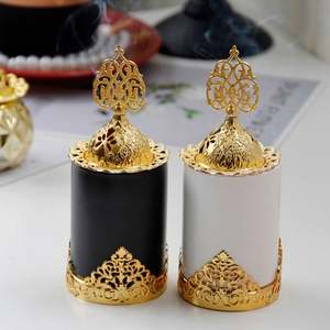Ornements décoratifs de table musulmans Moyen-Orient Bois de santal arabe Petit brûleur d'encens en fer forgé Brûleur d'encens en métal - Product Image 6