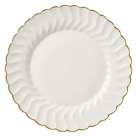 Assiettes de Présentation Personnalisées en Plastique Écologique de 13 Pouces avec Bord Doré – Vente en Gros pour Fêtes, Mariages, Traiteur et Décoration de Table