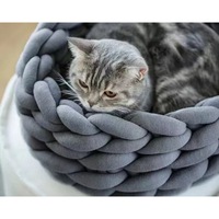Lit de couchage pour chat tricoté à la main choix coloré Kitty chiot tissé panier pour chat lit rond pour animal de compagnie