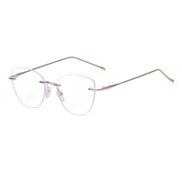 Lunettes de vue anti-lumière bleue sans monture PSTY8163A pour femmes et hommes, monture en métal ultra-fine, bord coupé, lunettes optiques personnalisées avec logo
